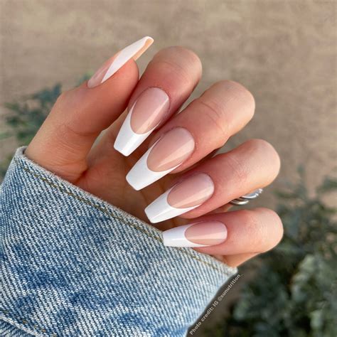 coffin french tip acrylic nails